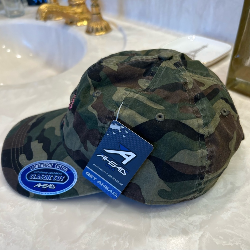 Ahead camo hat with pink embroidered antlers NWT, adjustable size, lightweight - Picture 4 of 10